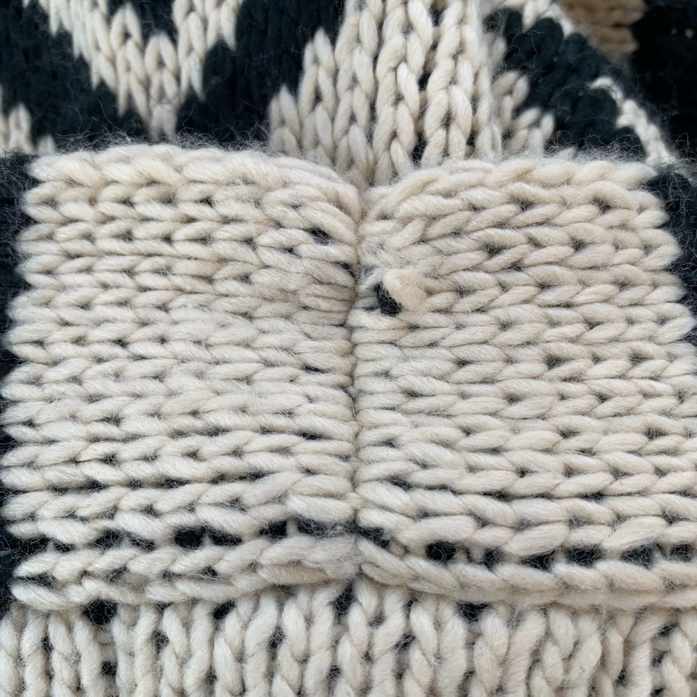 Roxy Black and Cream Chunky Knit Long Cardigan Sweater ~ Women’s Medium - Picture 11 of 11